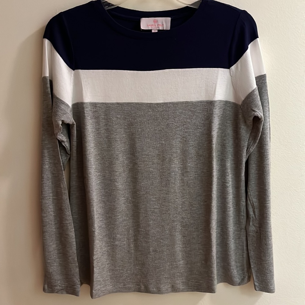 LAURIE FELT Long Sleeve Color Block Top Size XS